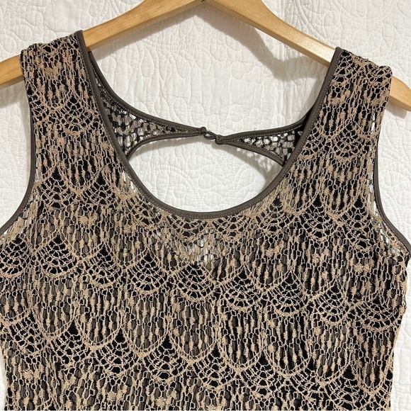 PAPILLON Womens Brown Crochet Lace Lined Mini Dress, Size Large- #315 - Picture 5 of 13